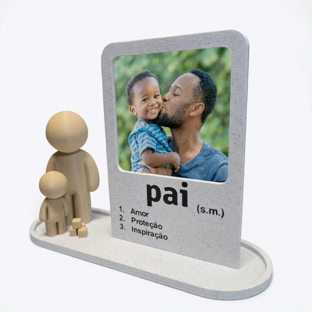Porta Retrato 3D Personalizado com Foto | Presente Dia dos Pais Único Decoração Impressão 3D